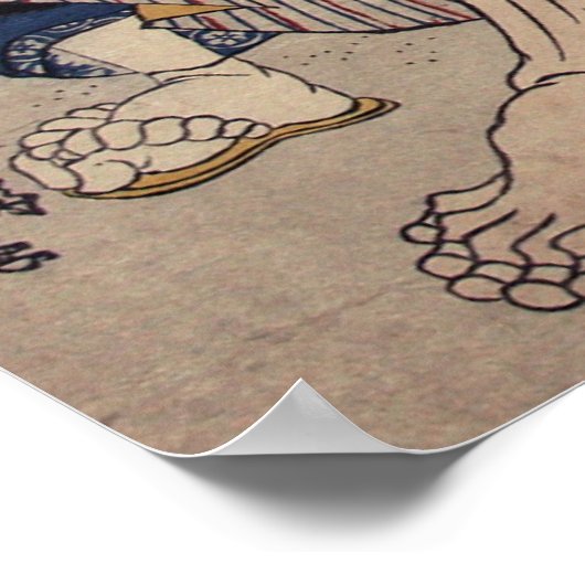 相 撲, 国 Sumo Wrestling, Kuniyoshi, Ukiyo-e Poster (Ecke)