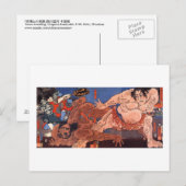 相 撲, 国 Sumo Wrestling, Kuniyoshi, Ukiyo-e Postkarte (Vorne/Hinten)