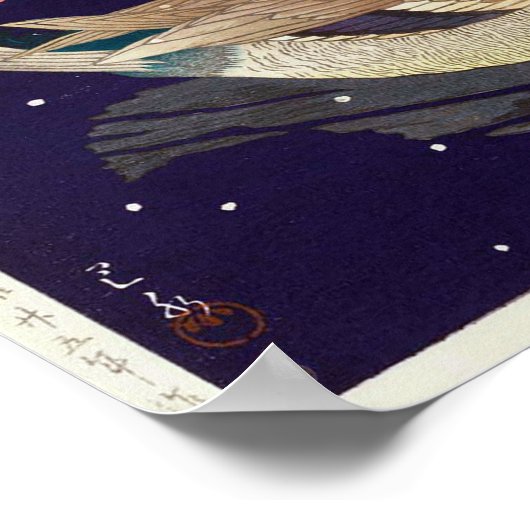 真 鴨, Mallard Ducks, Hasui Kawase, Holzschnitt Poster (Ecke)