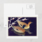 真 鴨, Mallard Ducks, Hasui Kawase, Holzschnitt Postkarte (Vorne/Hinten)
