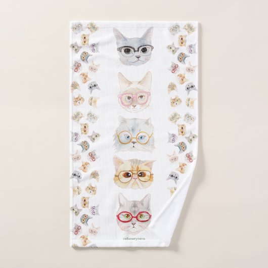 眼鏡猫(cat with glasses/gato com óculos) badhandtuch set (Handtuch)