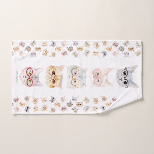眼鏡猫(cat with glasses/gato com óculos) badhandtuch set (Handtuch)