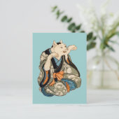 着 物 猫, 芳 Kimono Cat, Yoshifuji, Ukiyoeの Postkarte (Stehend Vorderseite)