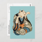 着 物 猫, 芳 Kimono Cat, Yoshifuji, Ukiyoeの Postkarte (Vorne/Hinten)