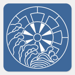 石 持 ち 地 抜 き 浪 に QUADRATISCHER AUFKLEBER