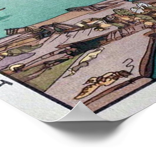 石 鐘 山, Shak Chung Shan, Hiroshi Yoshida, Woodcut Poster (Ecke)