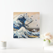 神奈川沖浪裏, 北斎 große Welle, Hokusai, Ukiyo-e Quadratische Wanduhr (Zuhause)