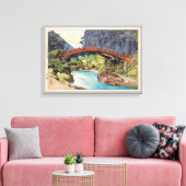 神 橋, Sacred Bridge, Hiroshi Yoshida, Woodcut Leinwanddruck (Insitu (Wohnzimmer))