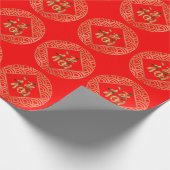 福 Fu Charaktere Rot und Gold Chinesisch Neues Jahr Geschenkpapier (Ecke)