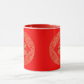 福 Fu Charaktere Rot und Gold Chinesisch Neues Jahr Tasse (Zentrum)
