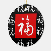 福 (Fu) Gut-Vermögen u. Segen-Chinese-Geschenk Keramikornament (Links)