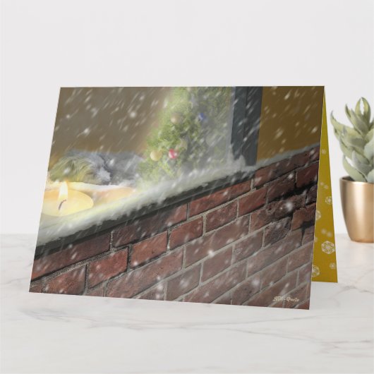 窓辺のキャンドル・眠る犬 (2)　クリスマスカード KARTE (Kleine Pflanze)