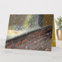 窓辺のキャンドル・眠る犬 (2) クリスマスカード KARTE