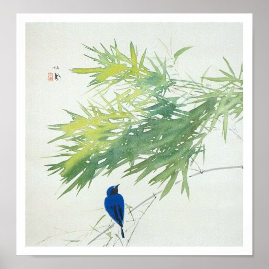 竹 に 青 鳥, 栖 Bamboo und Blue bird, Seihō, japanische Poster (Vorne)