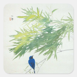竹 に 青 鳥, 栖 Bamboo und Blue bird, Seihō, japanische Quadratischer Aufkleber