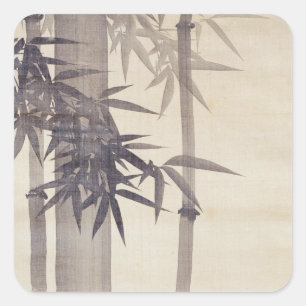 竹, 其一 Bambus, Kiitsu, Japan-Kunst Quadratischer Aufkleber