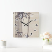 竹, 其 一 Bamboo, Kiitsu, Japan Art Art Quadratische Wanduhr (Zuhause)