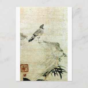 竹 雀, 可 翁 Sparrow und Bamboo (im Detail), Kao Postkarte