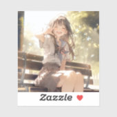 笑顔で3ピースJKシール|寿司娘 Seal GenerativeAI Aufkleber (Blatt)