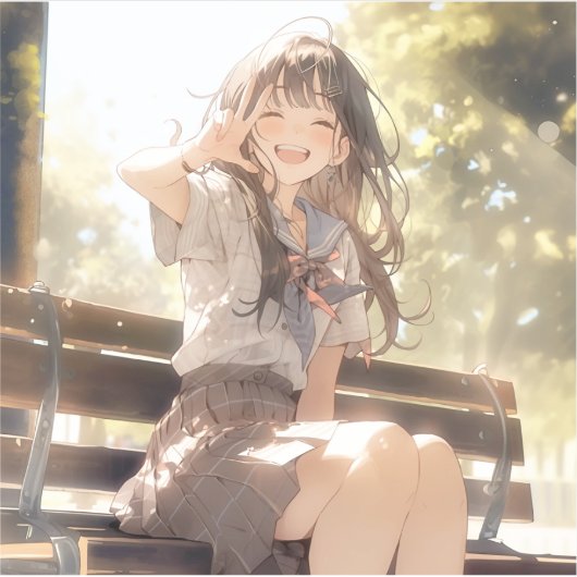 笑顔で3ピースJKシール|寿司娘 Seal GenerativeAI Aufkleber (Vorderseite)