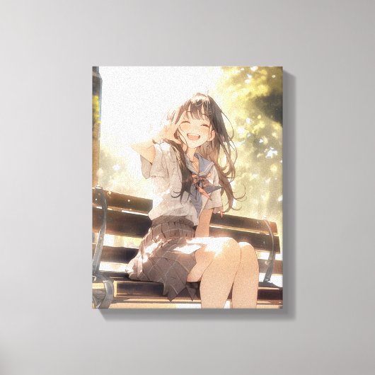 笑顔で３ピースJK アートパネル｜寿司娘 Art Panel GenerativeAI Leinwanddruck (Vorderseite)