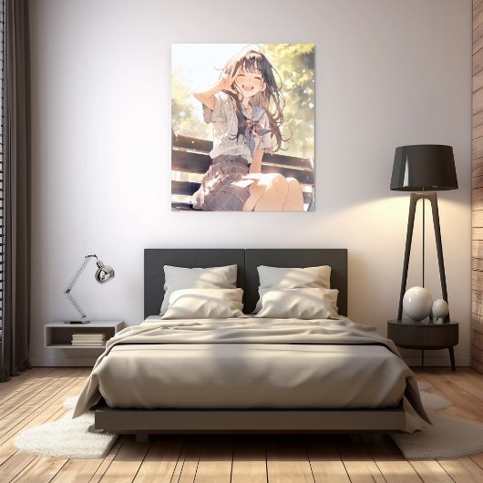 笑顔で3ピースJK アートパネル|寿司娘 Art Panel GenerativeAI Leinwanddruck