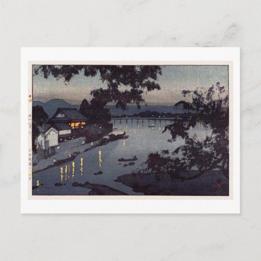 筑 後 川 夕 べ, Abend im Fluss Chikugo, Hiroshi Yoshida Postkarte (Vorderseite)