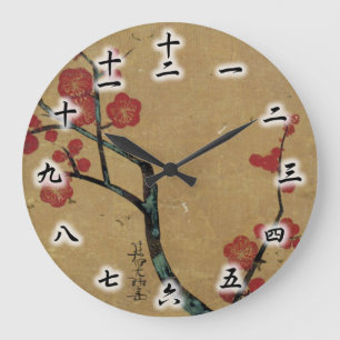 紅 図, 光 琳 Pflaumenblüten, Kōrin Große Wanduhr