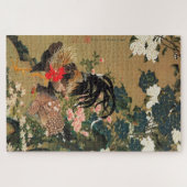 紫 陽 花 双 図, 若 Hydrangea und Rooster, Jakuchū Puzzle (Horizontal)
