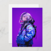 紫/Purple Invitation Card | 東京娘 GenerartiveAI Einladung (Vorne/Hinten)