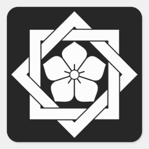 組合角に桔梗 QUADRATISCHER AUFKLEBER