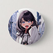 缶バッジ あっかんべーJK|Badge 寿司娘 GenerativeAI Button (Vorderseite)