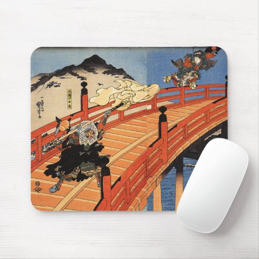 義経と弁慶, 国芳, Yoshitsune u. Benkei, Kuniyoshi, Mousepad (Mit Mouse)