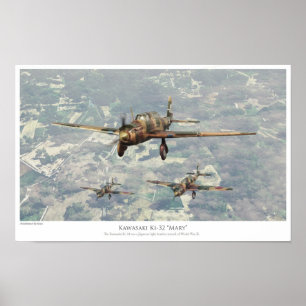 航空芸術ポスター " 川崎 Ki-32 メリー " Poster