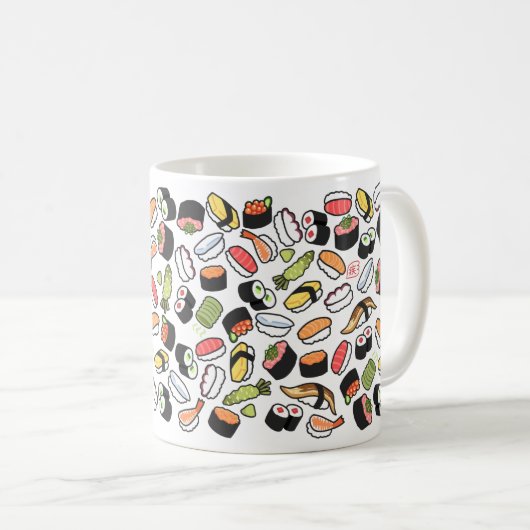 色んな種類の寿司 マグカップ KAFFEETASSE (VorderseiteRechts)