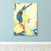 芙 蓉 に い 鳥, 広 Hibiskus und Blue Bird, Hiroshige Leinwanddruck (Insitu (Holzboden))
