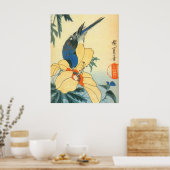 芙 蓉 に い 鳥, 広 Hibiskus und Blue Bird, Hiroshige Poster (Küche)