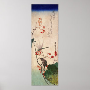 花 に ボ, 広 Dragonfly und Blume, Hiroshige, Ukiyo-ト Poster