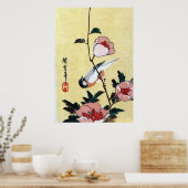 花 に 鳥, 広 Bird and Blume, Hiroshige, Ukiyo-e Poster (Küche)