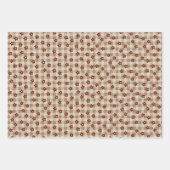 花&チェック(ブラウン) +ギンガムチェック         GESCHENKPAPIER SET (Vorderseite)