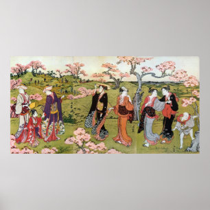 花 見, 清 長 Blume Views, Kiyonaga, Ukiyo-e Poster