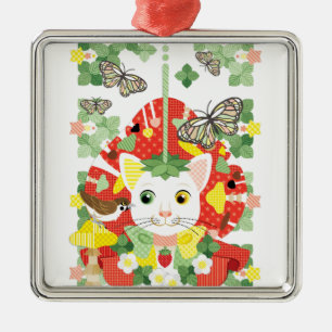 苺 大 福/Strawberry Daifuku Ornament Aus Metall