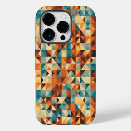 茶色、白、青の幾何学デザイン Case-Mate iPhone HÜLLE (Rückseite)