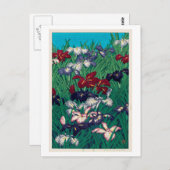 菖蒲, Iris, Hasui Kawase, Holzschnitt Postkarte (Vorne/Hinten)