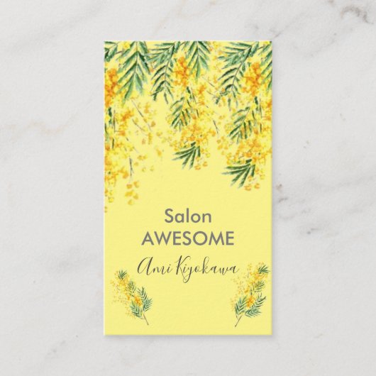 華やかなミモザの花の VISITENKARTE (Vorderseite)