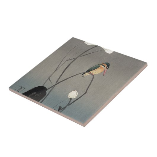 蓮にカワセミ, 古邨 Eisvogel auf Lotus, Koson, Ukiyo-e Fliese (Seite)