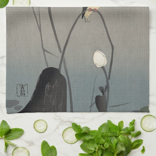 蓮にカワセミ, 古邨 Eisvogel auf Lotus, Koson, Ukiyo-e Handtuch (Gefaltet)