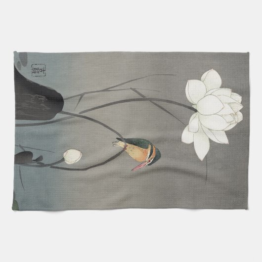 蓮にカワセミ, 古邨 Eisvogel auf Lotus, Koson, Ukiyo-e Handtuch (Horizontal)