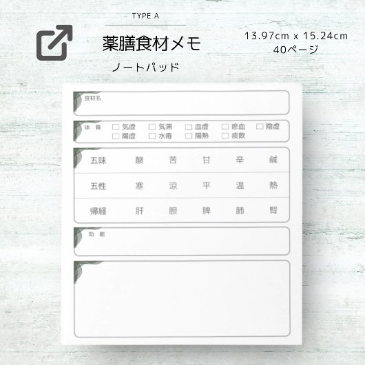 薬膳食材メモ NOTIZBLOCK