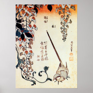 藤 に セ キ イ, 北 Wagtail und Wisteria, Hokusai, Ukiyo- Poster
